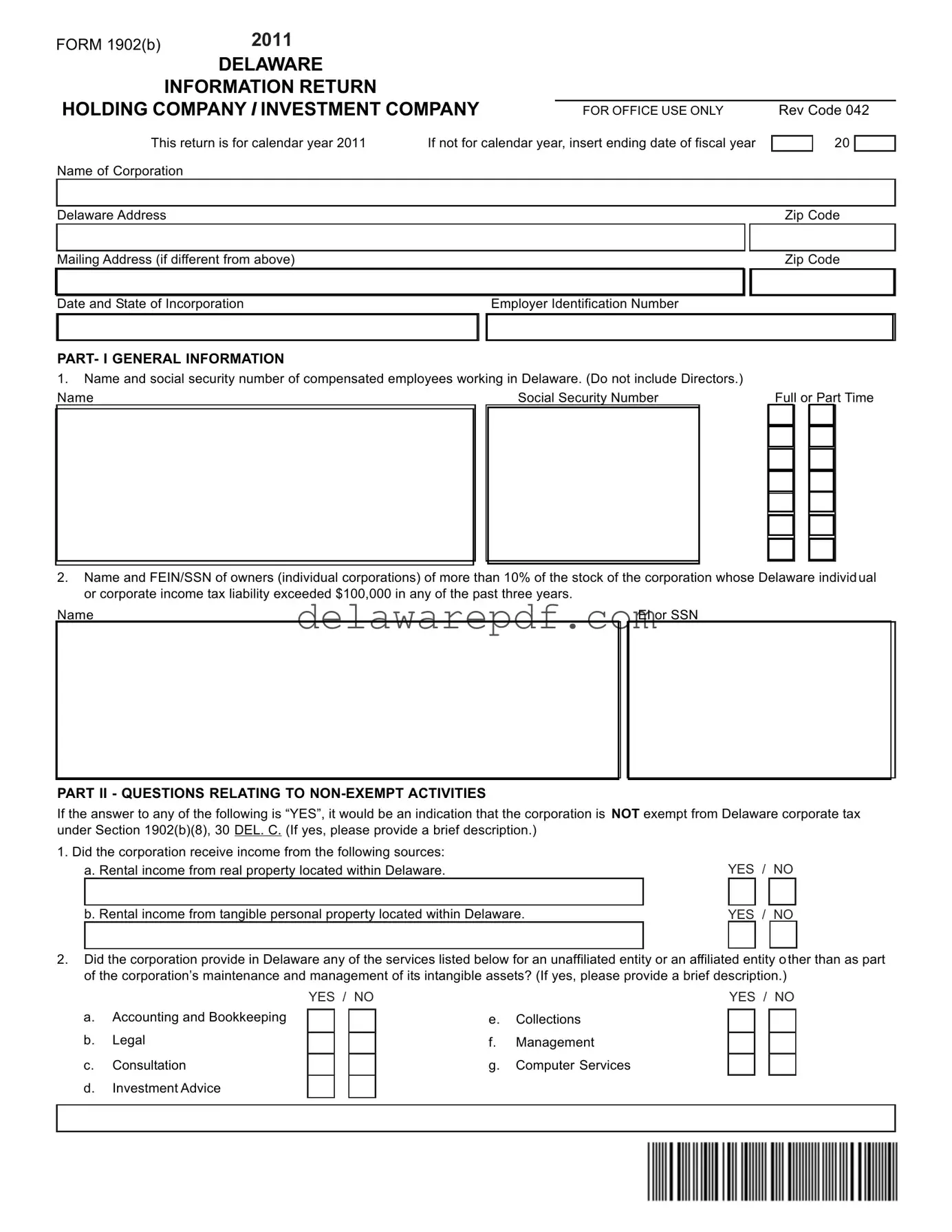 Fill Your Delaware 1902 B Template