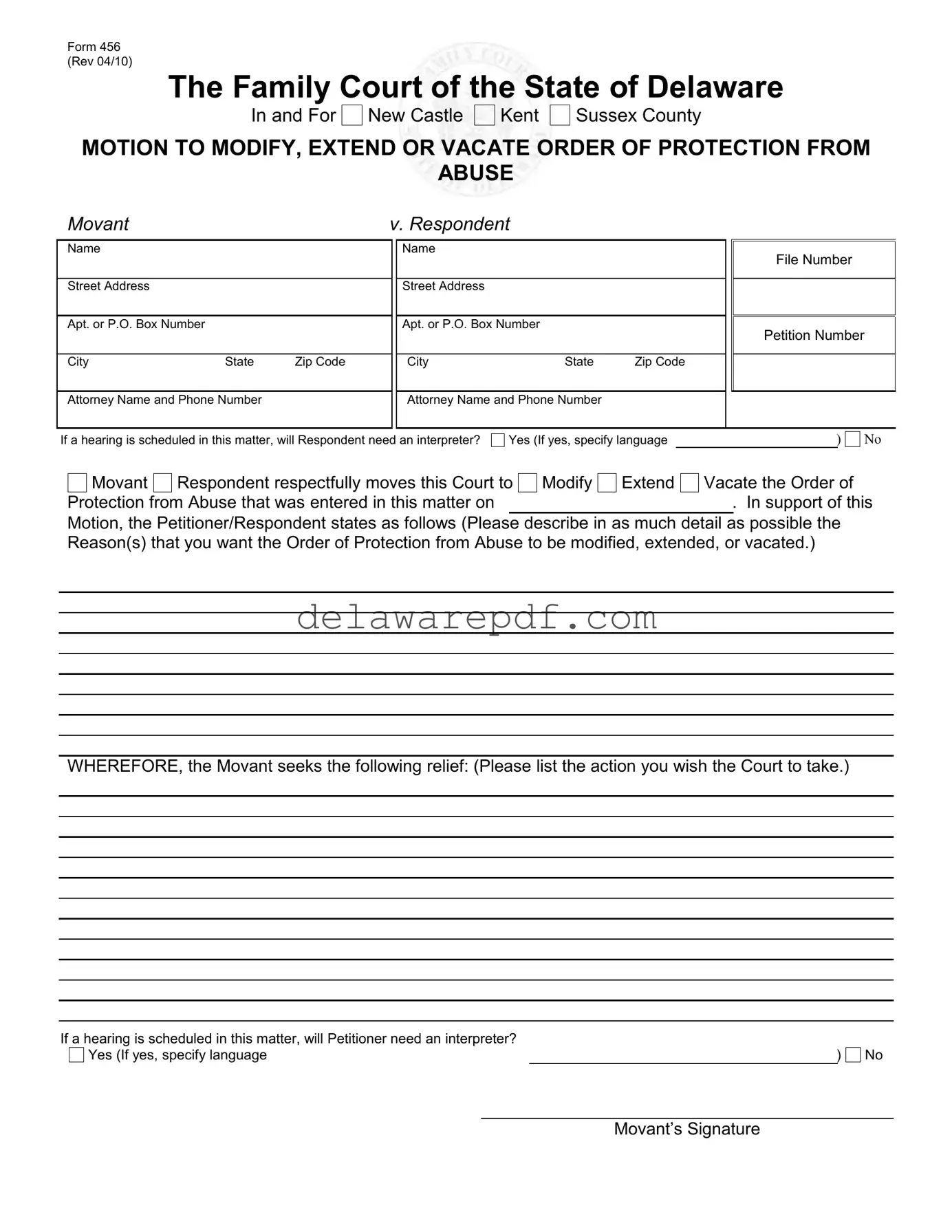 Fill Your Delaware 456 Template
