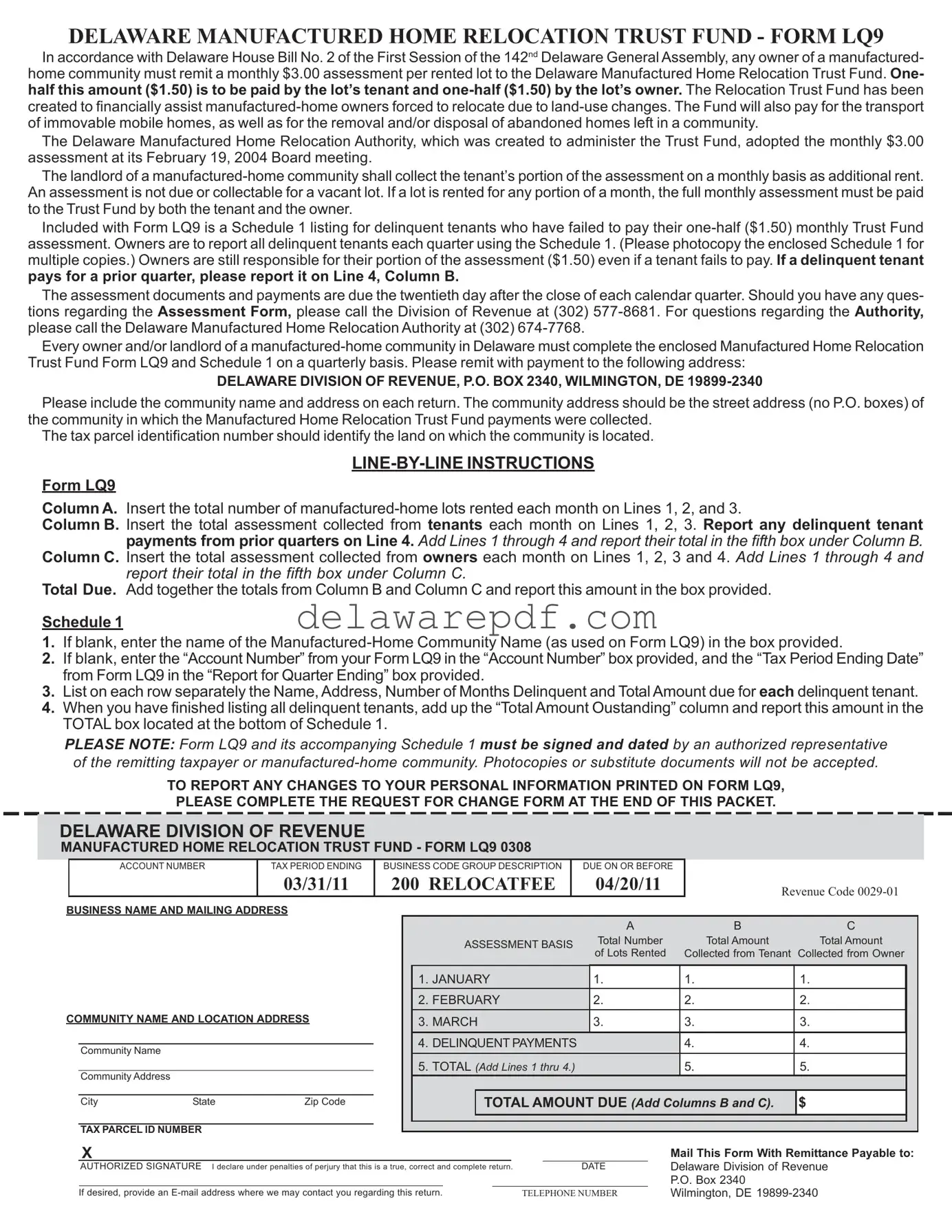 Fill Your Delaware Lq9 Template