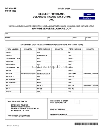 Fill Your Delaware 1089 Template