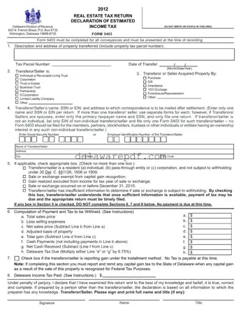 Fill Your Delaware 5403 Template