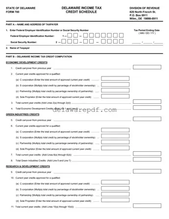 Fill Your Delaware 700 Template