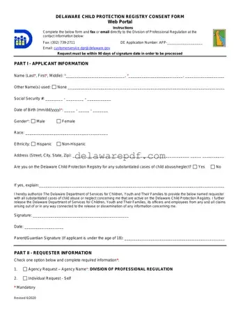 Fill Your Delaware Child Protective Registry Template