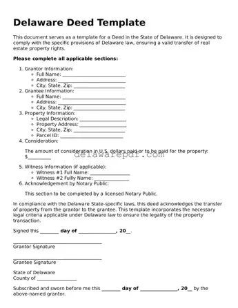Printable Delaware Deed Document