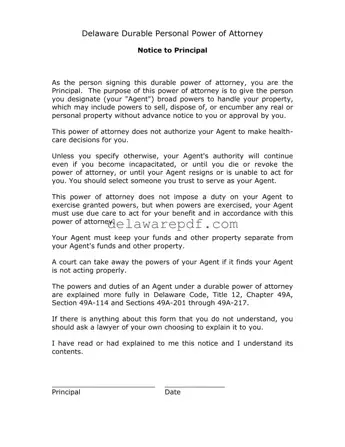 Fill Your Delaware Notice To Principal Template