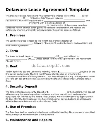 Printable Delaware Lease Agreement Document